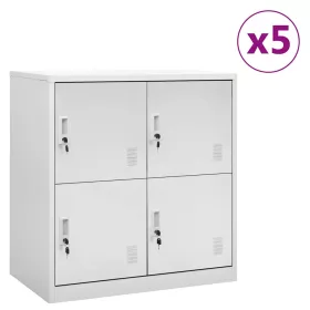   5 db világosszürke acél zárható szekrény 90 x 45 x 92,5 cm