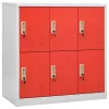 2 db világosszürke-piros acél zárható szekrény 90x45x92,5 cm