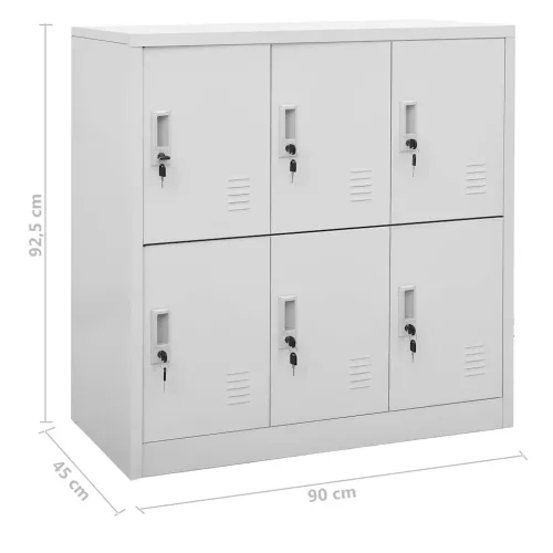 5 db világosszürke acél zárható szekrény 90 x 45 x 92,5 cm