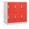 5 db világosszürke-piros acél zárható szekrény 90x45x92,5 cm