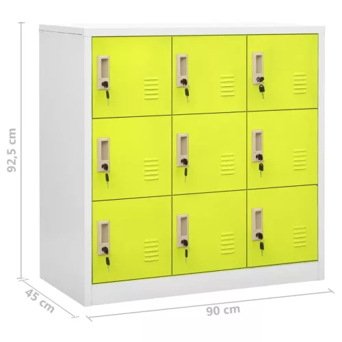 5 db világosszürke-zöld acél zárható szekrény 90 x 45 x 92,5 cm