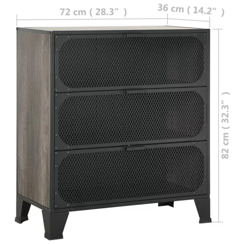2 db szürke fém és MDF tárolószekrény 72 x 36 x 82 cm