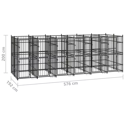 Acél kültéri kutyakennel 11,06 m²
