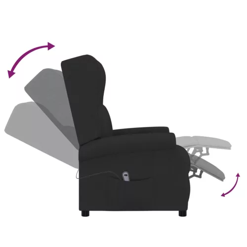 Fekete szövet magas háttámlájú elektromos dönthető fotel