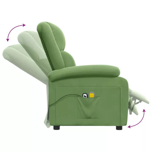 Világoszöld bársony elektromos masszázsfotel