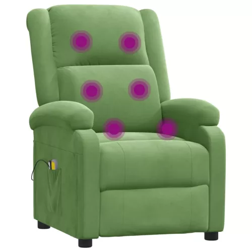 Világoszöld bársony elektromos masszázsfotel
