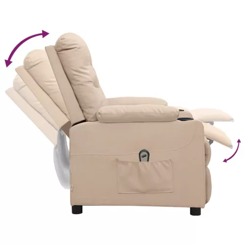 Krémszínű szövet elektromos dönthető fotel