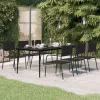 Fekete acél és üveg kerti étkezőasztal 200 x 100 x 74 cm