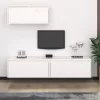3 darab fehér tömör fenyőfa TV-szekrény