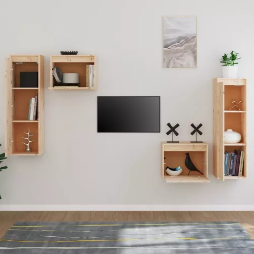 4 darab tömör fenyőfa TV-szekrény