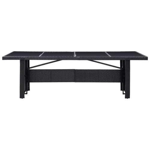 Fekete polyrattan és üveg kerti asztal 240 x 90 x 74 cm