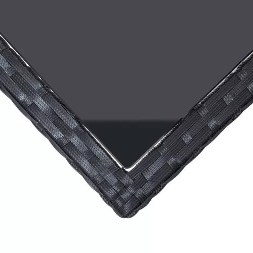 Fekete polyrattan és üveg kerti asztal 240 x 90 x 74 cm