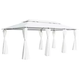 Fehér pavilon függönyökkel 600 x 298 x 270 cm 180 g/m²