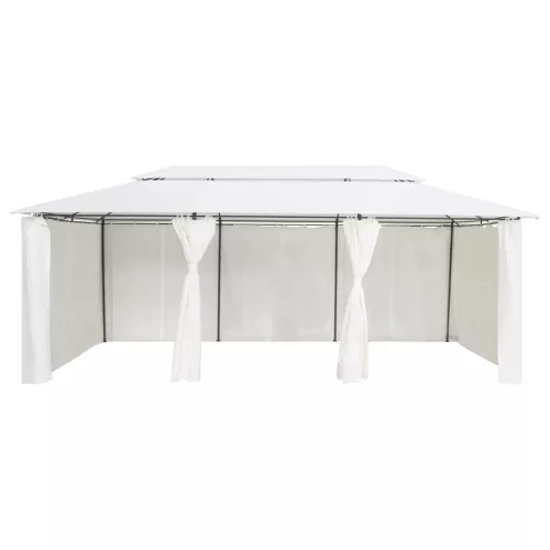 Fehér pavilon függönyökkel 600 x 298 x 270 cm 180 g/m²