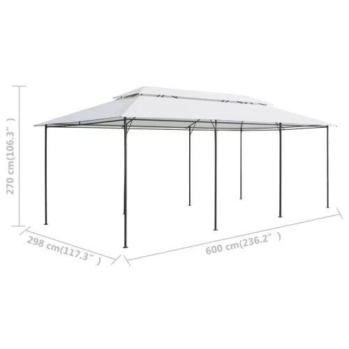 Fehér pavilon függönyökkel 600 x 298 x 270 cm 180 g/m²