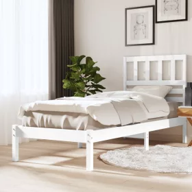Fehér tömör fenyőfa ágy matrac nélkül 75 x 190 cm