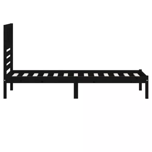 Fekete tömör fenyőfa ágykeret 100 x 200 cm