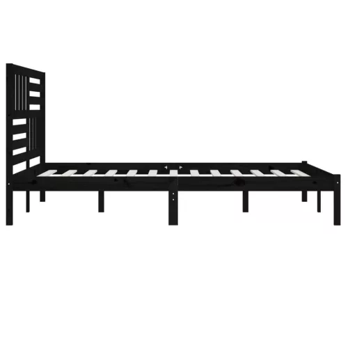 Fekete tömör fenyőfa ágykeret 200 x 200 cm