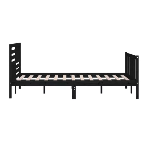 Fekete tömör fa ágykeret 200 x 200 cm