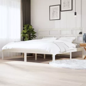 Fehér tömör fenyőfa ágykeret 200 x 200 cm