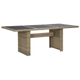   Barna üveg és polyrattan kerti étkezőasztal 200 x 100 x 74 cm