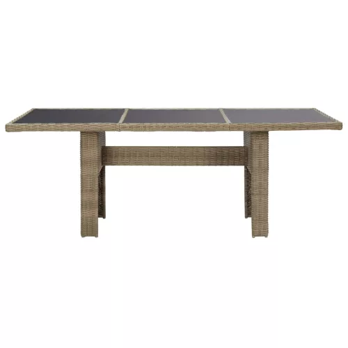 Barna üveg és polyrattan kerti étkezőasztal 200 x 100 x 74 cm