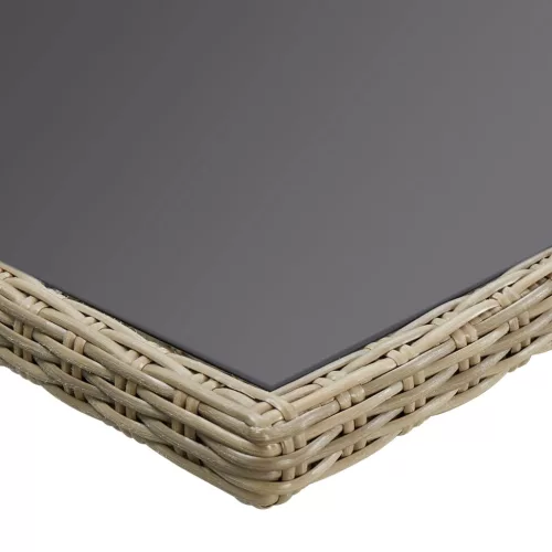 Barna üveg és polyrattan kerti étkezőasztal 200 x 100 x 74 cm
