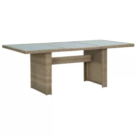   Barna üveg és polyrattan kerti étkezőasztal 200 x 100 x 74 cm