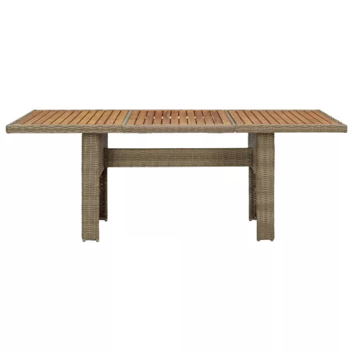 Barna polyrattan kerti étkezőasztal 200 x 100 x 74 cm