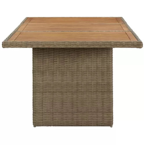 Barna polyrattan kerti étkezőasztal 200 x 100 x 74 cm