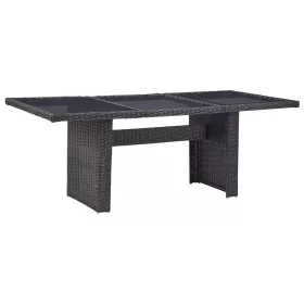   Barna üveg és polyrattan kerti étkezőasztal 200 x 100 x 74 cm