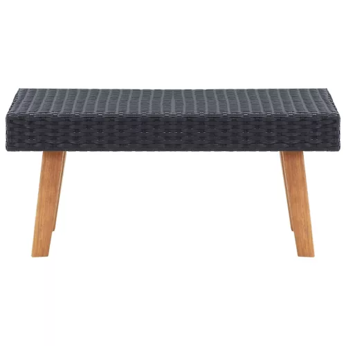 Fekete polyrattan kerti dohányzóasztal