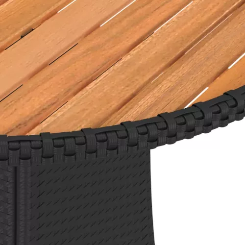 Fekete polyrattan és tömör akácfa kerti étkezőasztal Ø 70 cm
