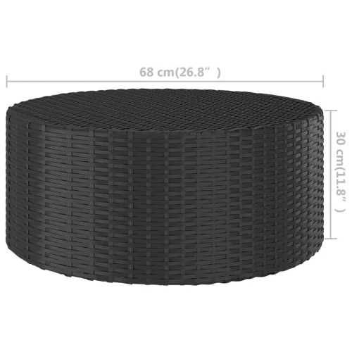 Fekete polyrattan teázóasztal 68 x 68 x 30 cm