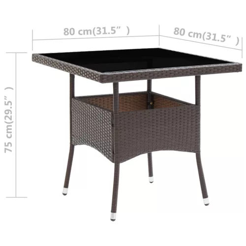 Barna polyrattan kerti étkezőasztal