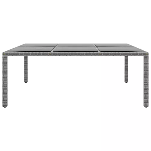 Szürke polyrattan és edzett üveg kerti asztal 200 x 150 x 75 cm