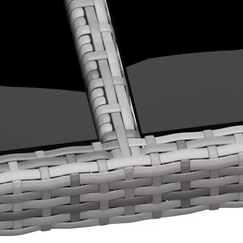 Szürke polyrattan és edzett üveg kerti asztal 200 x 150 x 75 cm