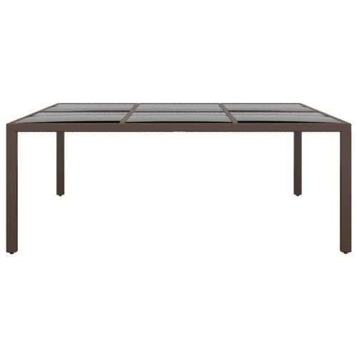 Barna üveglapos kerti asztal 200 x 150 x 75 cm