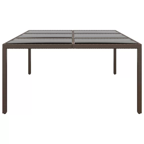 Barna üveglapos kerti asztal 200 x 150 x 75 cm