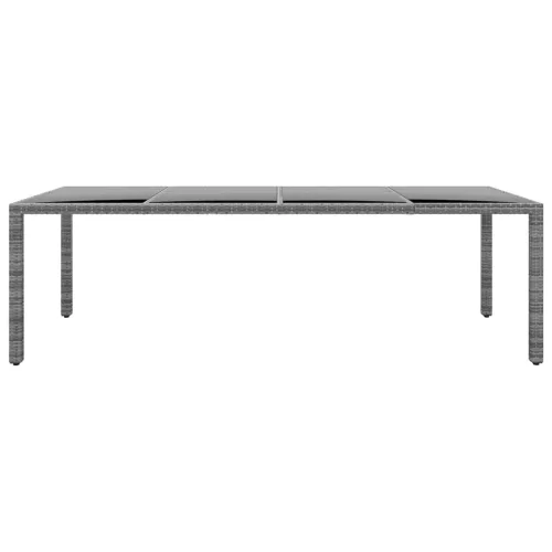Szürke edzett üveg és polyrattan kerti asztal 250 x 100 x 75 cm