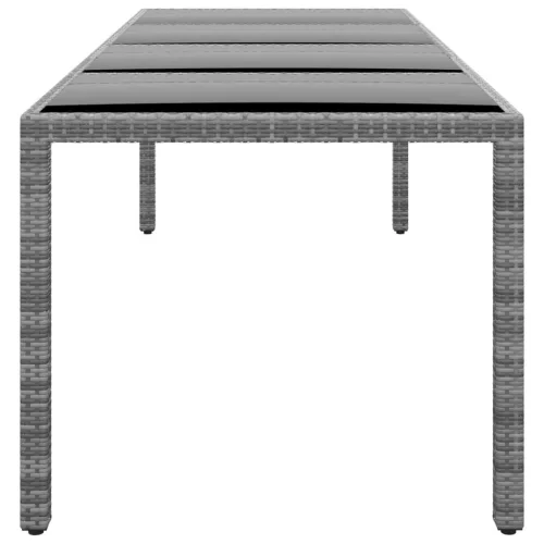 Szürke edzett üveg és polyrattan kerti asztal 250 x 100 x 75 cm
