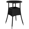 Fekete polyrattan és edzett üveg kerti asztal Ø60 x 75 cm