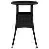 Fekete polyrattan és edzett üveg kerti asztal Ø60 x 75 cm