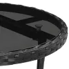 Fekete polyrattan és edzett üveg kerti asztal Ø60 x 75 cm