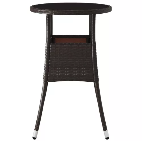 Barna polyrattan és edzett üveg kerti asztal Ø60 x 75 cm