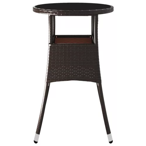 Barna polyrattan és edzett üveg kerti asztal Ø60 x 75 cm