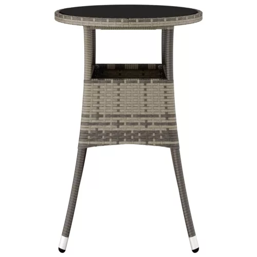 Szürke polyrattan és edzett üveg kerti asztal Ø60 x 75 cm