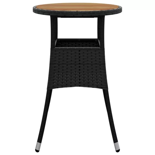 Fekete akácfa és polyrattan kerti asztal Ø60 x 75 cm
