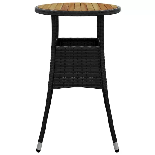 Fekete akácfa és polyrattan kerti asztal Ø60 x 75 cm