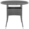 Szürke polyrattan és edzett üveg kerti asztal Ø80 x 75 cm